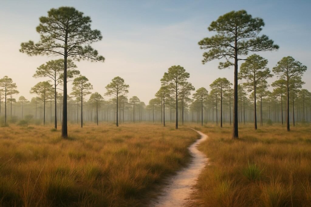 Longleaf pine trail in Croatan National Forest near New Bern, NC