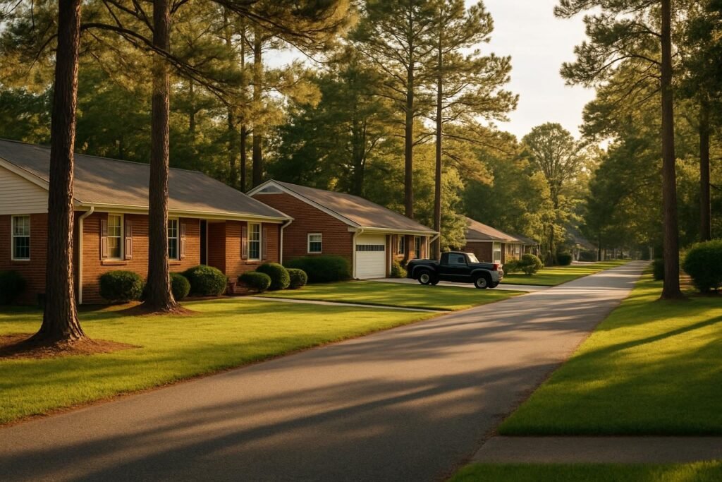 Residential street showing everyday living in Havelock, NC
